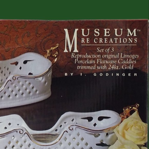 Godinger Dining Museum Re Creations 3 Porcelain Flatware Caddies